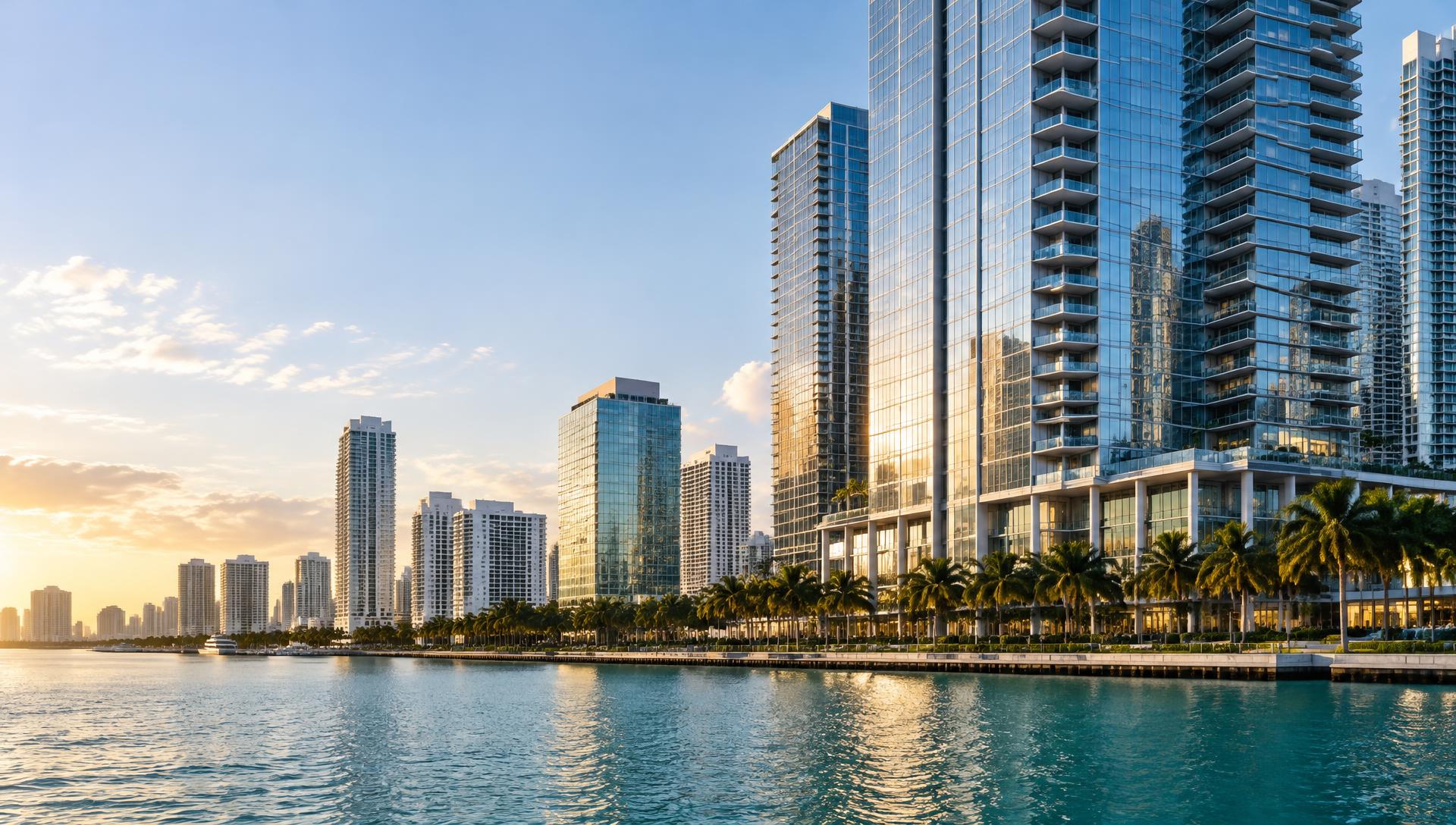 Commercial waterfront buildings overlooking the water